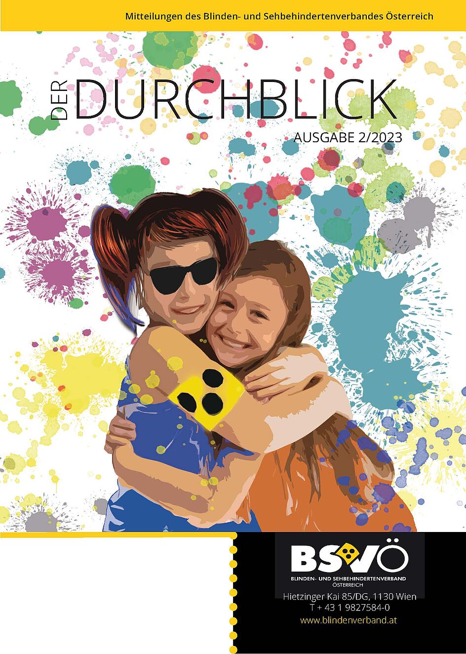 Cover: Zwei sehbehinderte Mädchen umarmen sich spielrerisch