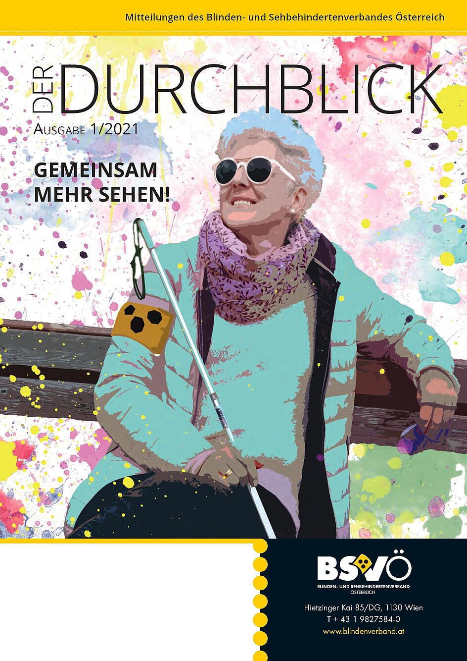 Cover: eine sehbehinderte Frau sitzt auf einer Bank und genießt die Sonne