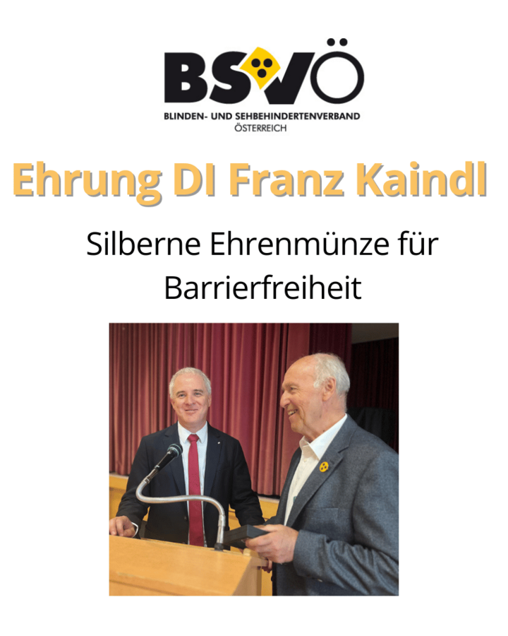 Ehrung DI Kaindl. Präsident Wolf und DI Kaindl bei der Übergabe der Ehrenmünze