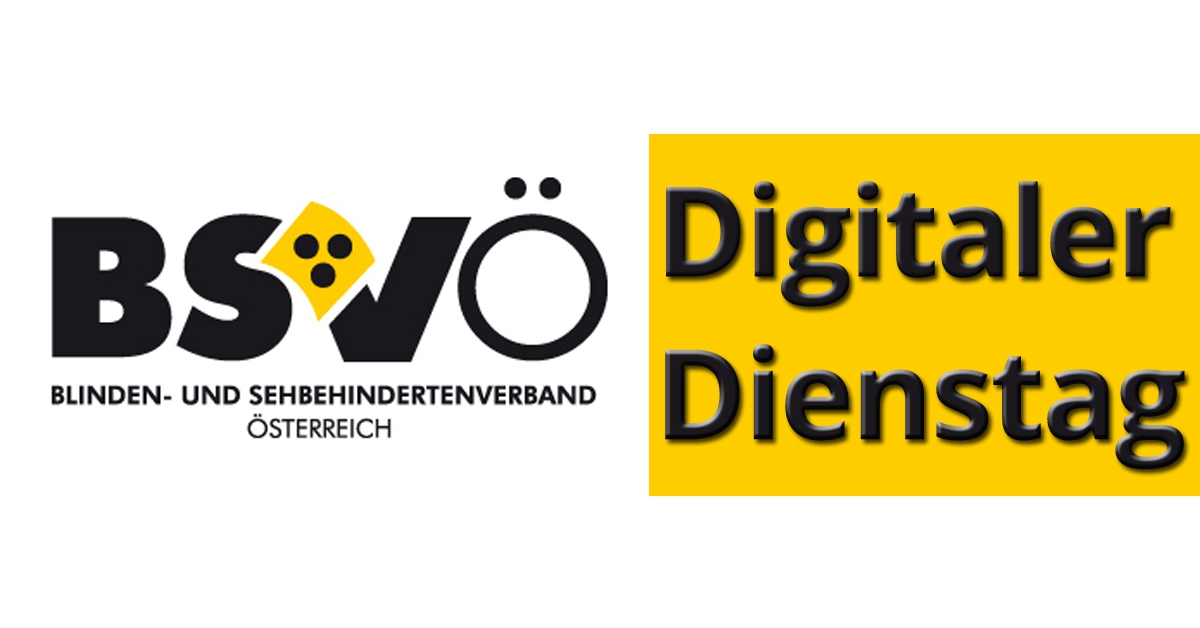 Logo des BSVÖ. Daneben schwarzer Schriftzug auf gelbem Hintergrund: Digitaler Dienstag.